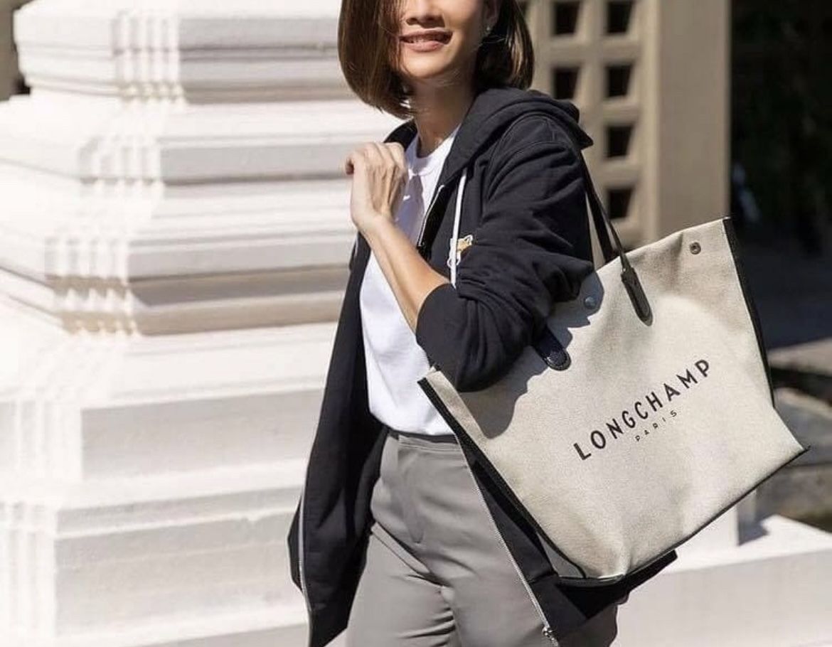 完売レア【Longchamp】ロゾROSEAU*キャンバストート*L (Longchamp